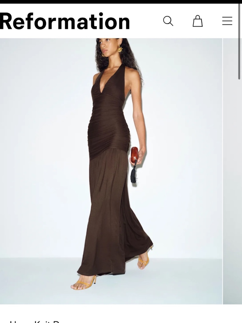 Reformation Hugo Knit Dress - brown drop waists dress